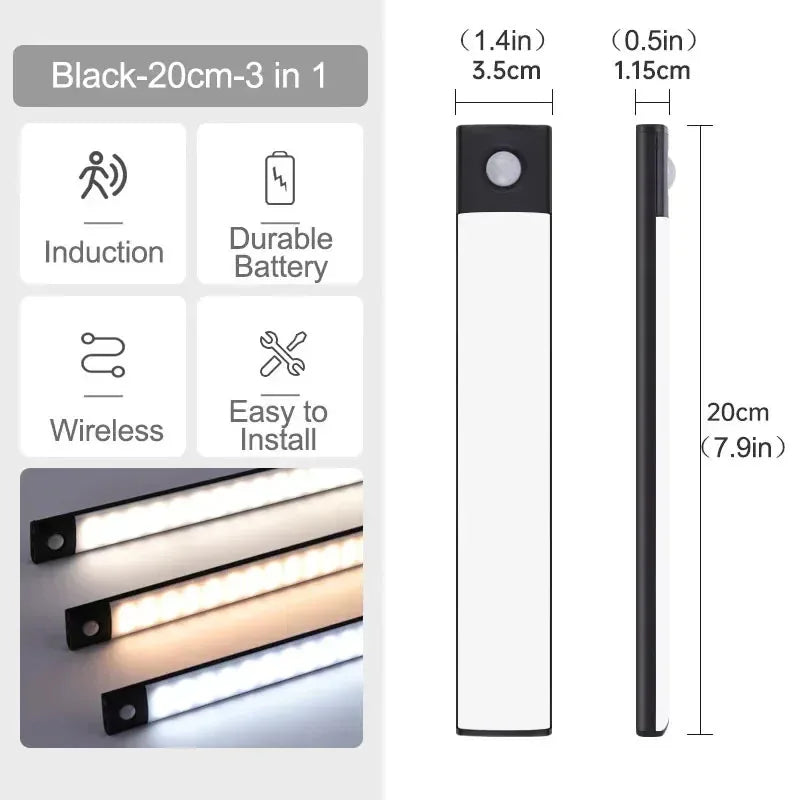 Motion Sensor LED Under Cabinet Light – USB Rechargeable Bar