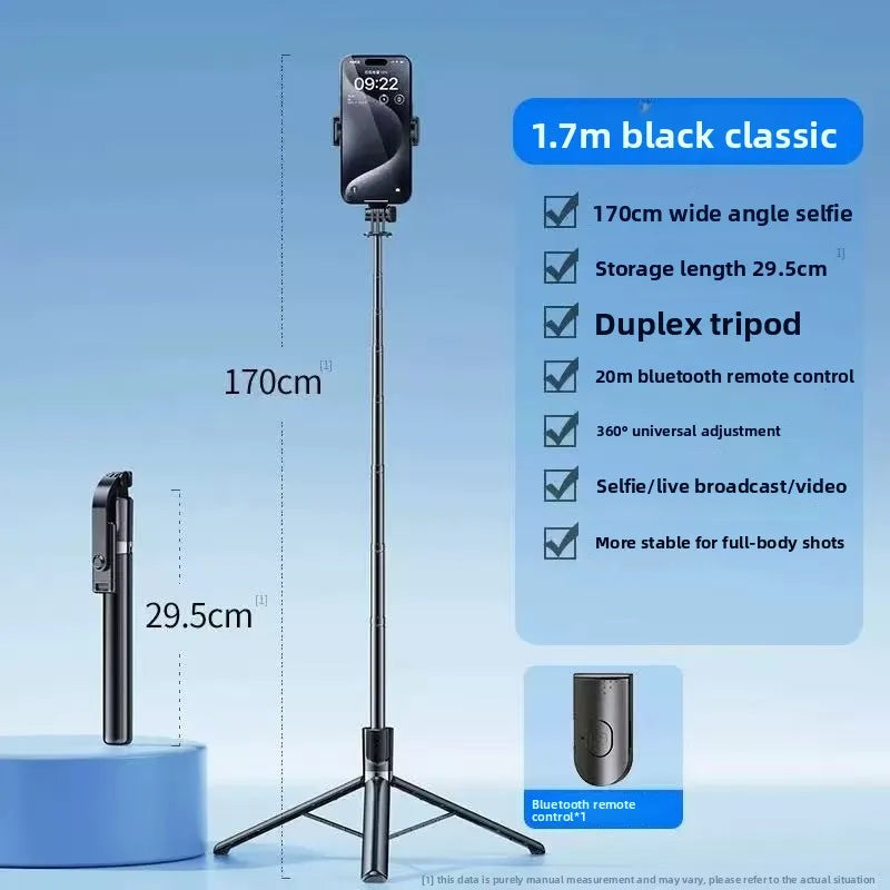 Selfie Stick Tripod 170cm Aluminum with 360° Rotation & LED Light