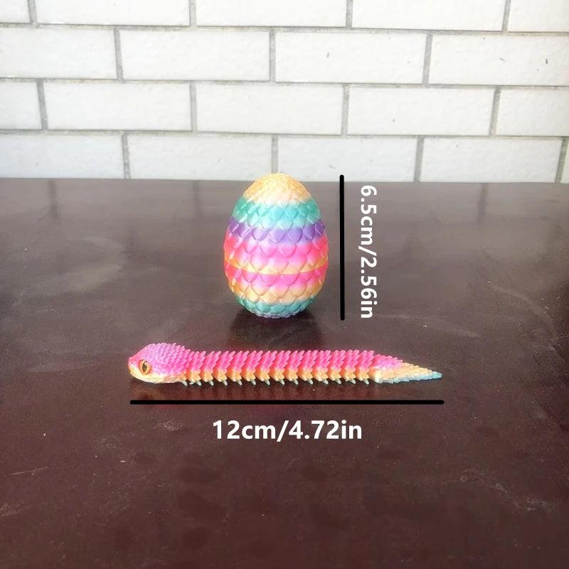 3D Printed Snake Egg Articulated Figurine – Desk Toy & Gift