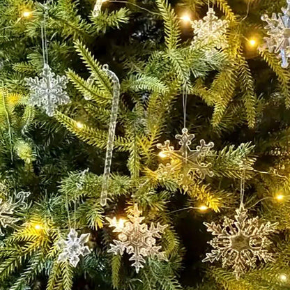 Crystal Acrylic Christmas Tree Hanging Ornaments – 5-Pack