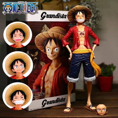 28CM One Piece Luffy Three Face Changing Action Figure