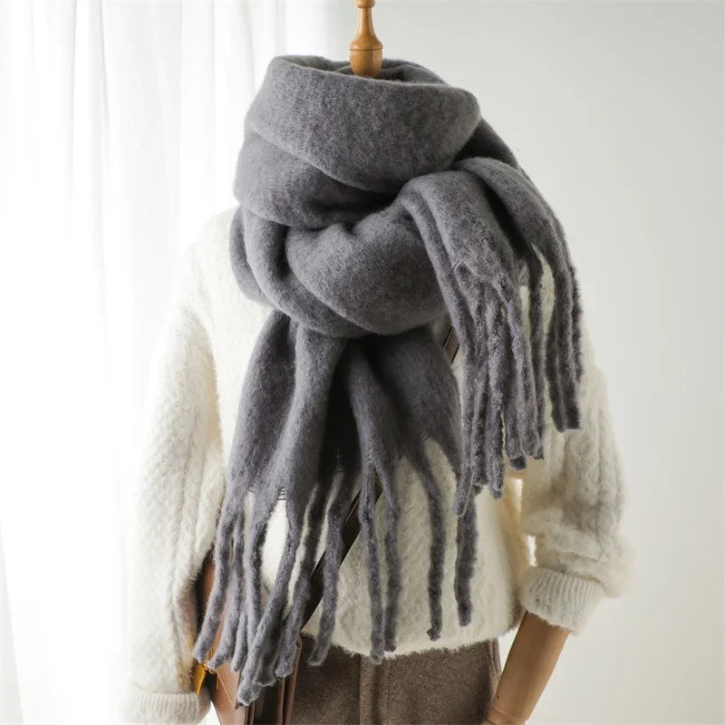 Cashmere Winter Scarf for Women – Thick Soft Pashmina Wrap with Tassels