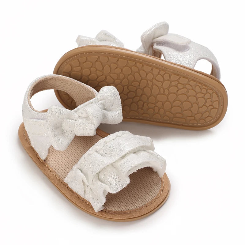 Baby Girl Sandals – Princess Ruffle Flat Shoes with Anti-Slip Rubber Sole