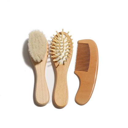 Baby Hair Brush & Wooden Comb Set – Newborn Grooming Kit