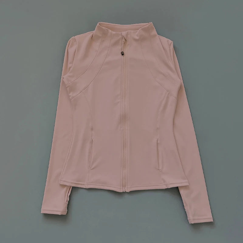 Women's Zip-Up Athletic Jacket – Slim Fit Running Sports Coat