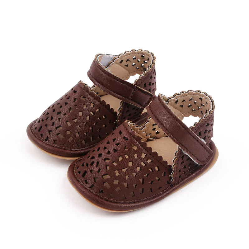 Baby Girl Breathable Hollow Sandals – Soft Sole Summer Shoes