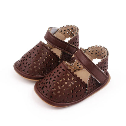 Baby Girl Breathable Hollow Sandals – Soft Sole Summer Shoes