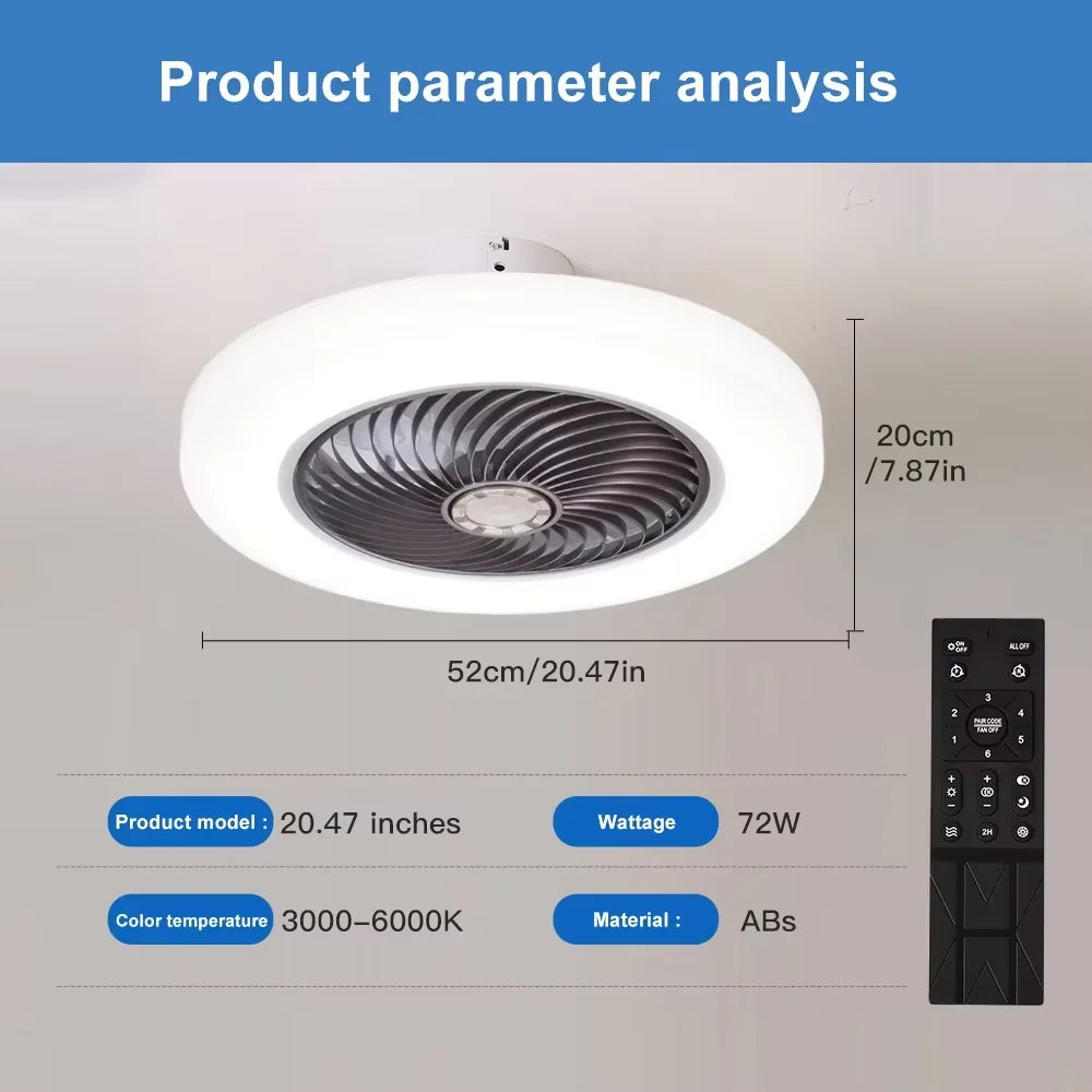 Smart Ceiling Fan with Light & Remote Control – Invisible Blades