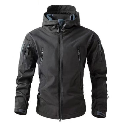 Men's Fleece-Lined Softshell Jacket – Windproof Outdoor Hooded Coat