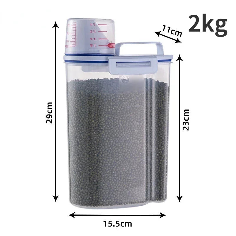 Airtight Pet Food Storage Container with Measuring Cup – 1.5KG & 2KG