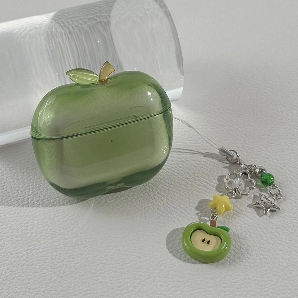 Apple Shape AirPods Case with Charm Lanyard – Drop-Proof TPU