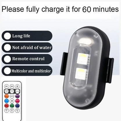 RGB LED Strobe Light with Remote – USB Rechargeable for Car, Bike & Motorcycle
