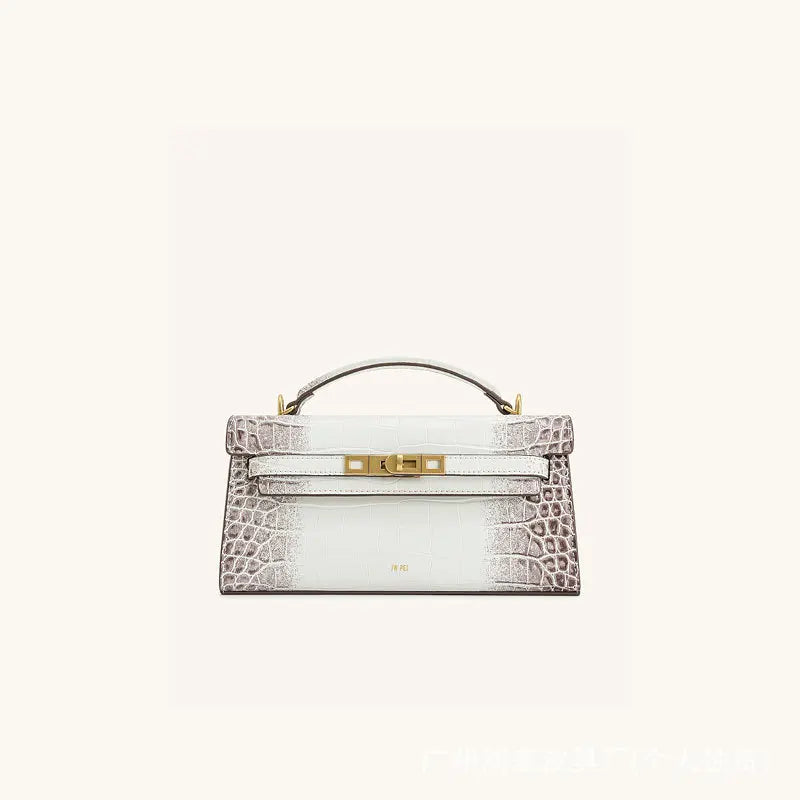 Crocodile Pattern Top Handle Clutch Bag