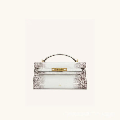 Crocodile Pattern Top Handle Clutch Bag