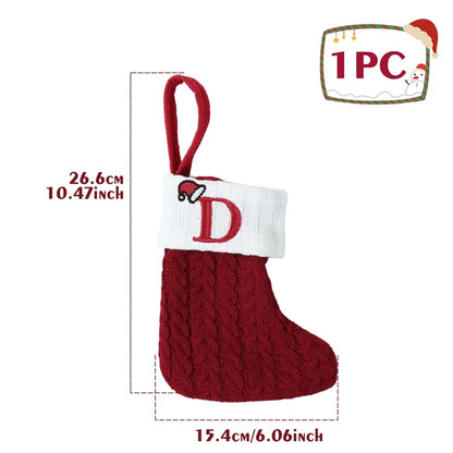 Christmas Alphabet Knit Stocking Ornament – 26 Letters