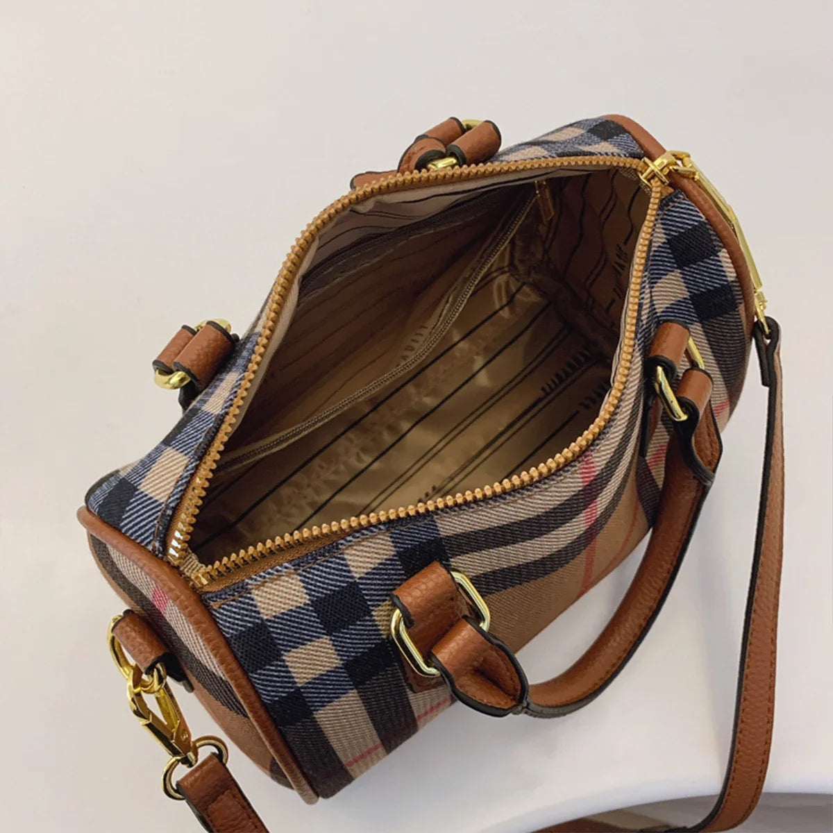 Plaid Crossbody Bag for Women – Classic Tartan PU Leather Handbag