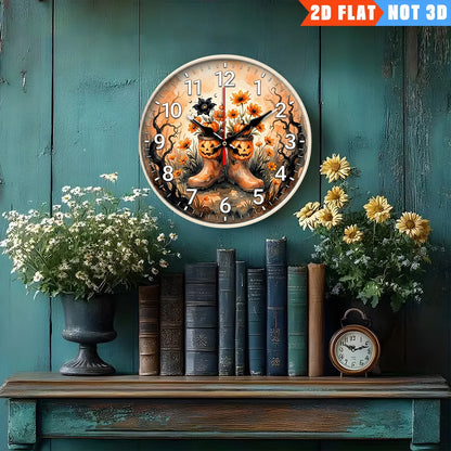 Halloween Pumpkin Wall Clock – 2D Round Decorative Clock for Home