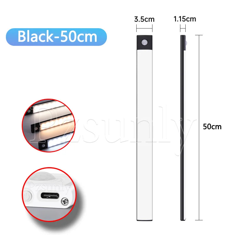 Motion Sensor LED Night Light – USB-C Rechargeable, 3 Color Modes, Stepless Dimming