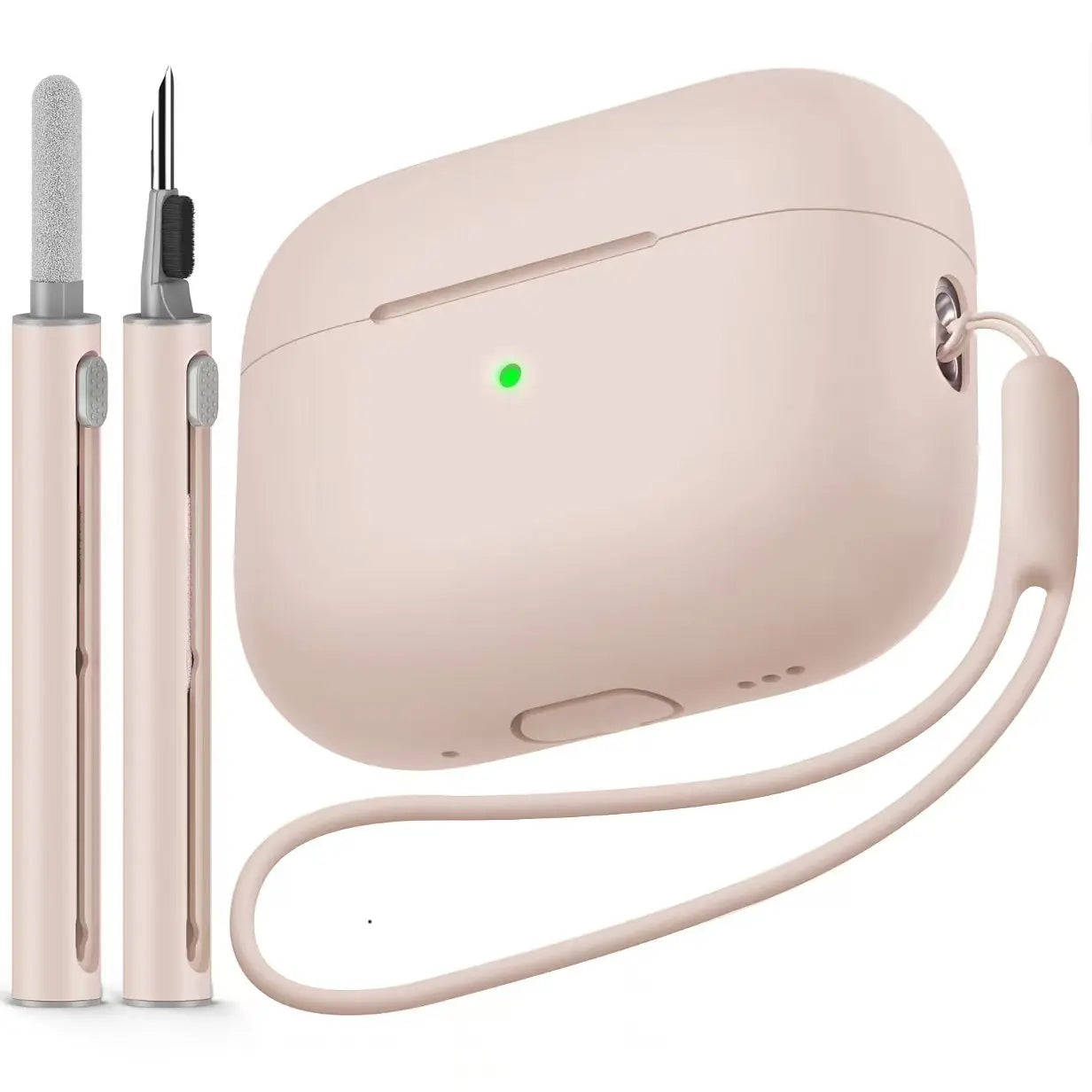 Silicone AirPods Pro 2 Case with Wrist Strap & Cleaning Kit