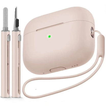 Silicone AirPods Pro 2 Case with Wrist Strap & Cleaning Kit