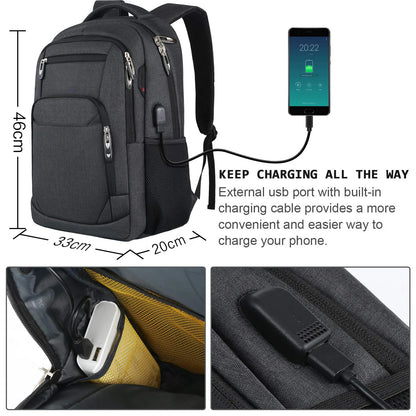 Laptop Backpack 18 Inch – Large Capacity Travel Bag with USB Port