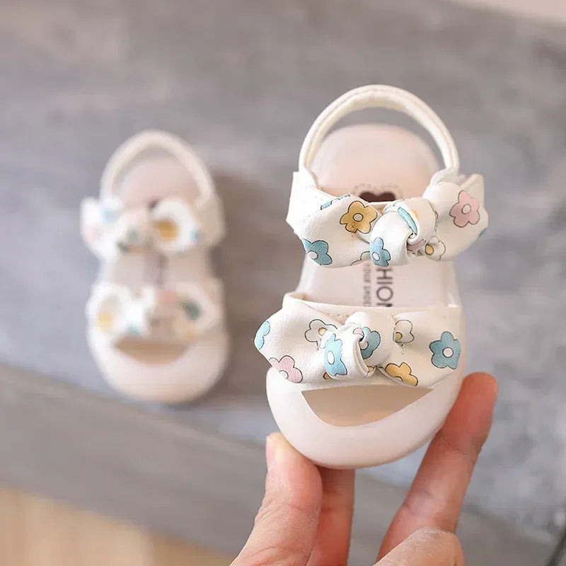 Baby Girl Floral Bow Sandals – Soft Sole Princess Summer Shoes