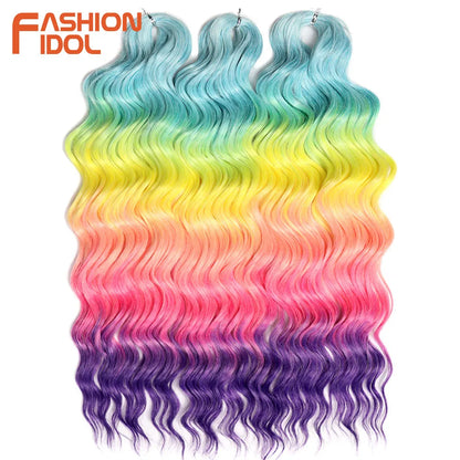Deep Wave Braiding Hair Extensions 24 Inch – Synthetic Water Wave Crochet Hair
