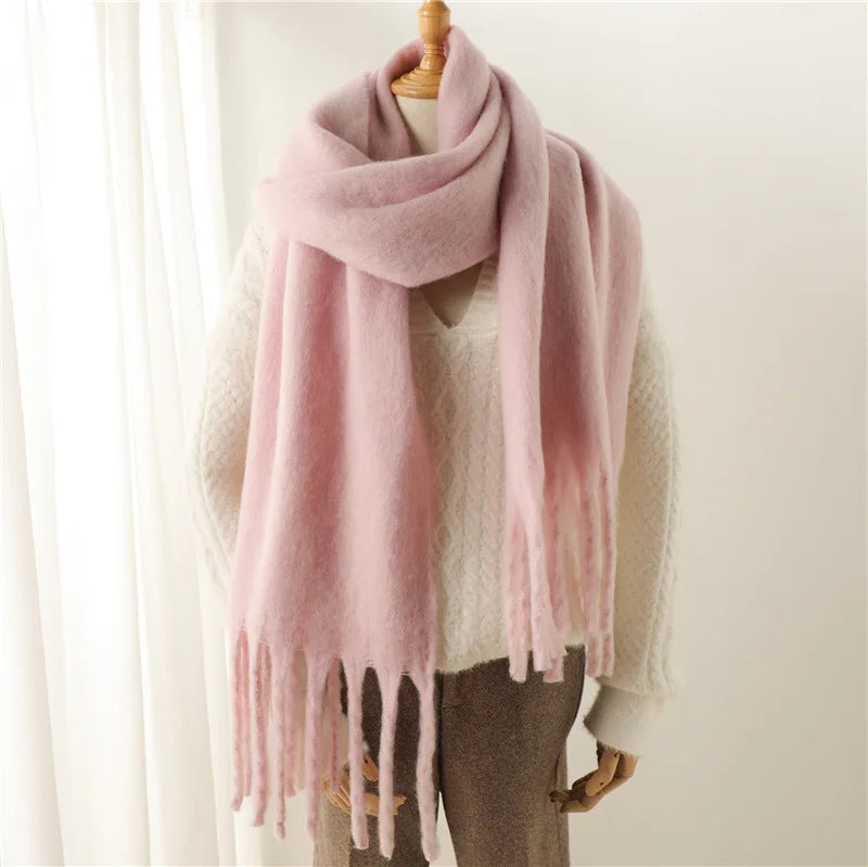Cashmere Pashmina Scarf for Women – Warm Solid Blanket Wrap with Tassels