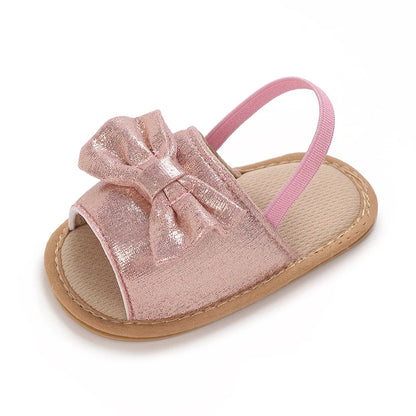 Baby Girl Pink Bow Sandals – Soft Sole Anti-Slip (0-18 Months)