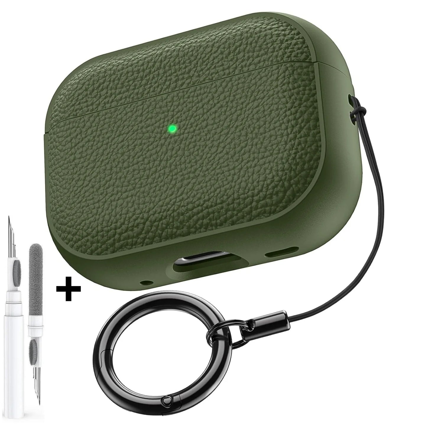 AirPods Case Leather Pattern TPU Cover with Keychain