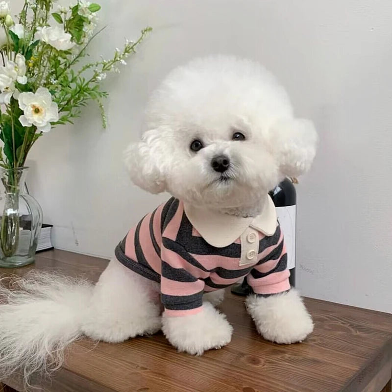 Striped Dog Polo Shirt – Cute Breathable Summer Pet Top