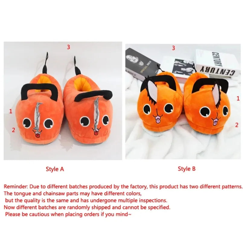 Pochita Plush Slippers – Chainsaw Man Anime Indoor Slippers