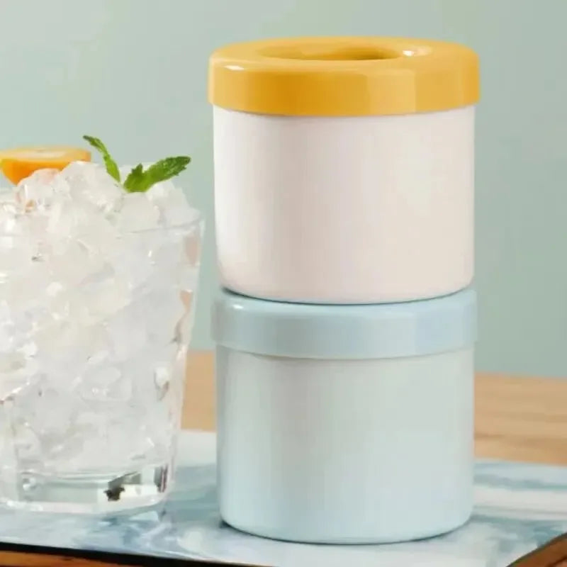 Silicone Ice Cube Mold Round Cylinder with Ice Bucket