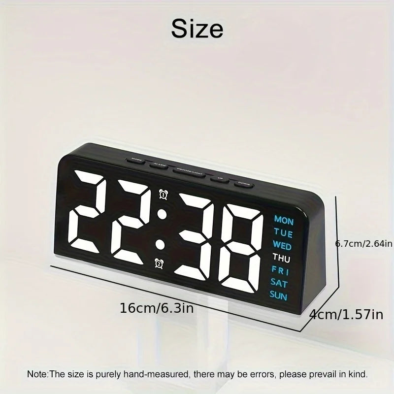 Digital LED Alarm Clock with Night Light, Temperature & Snooze