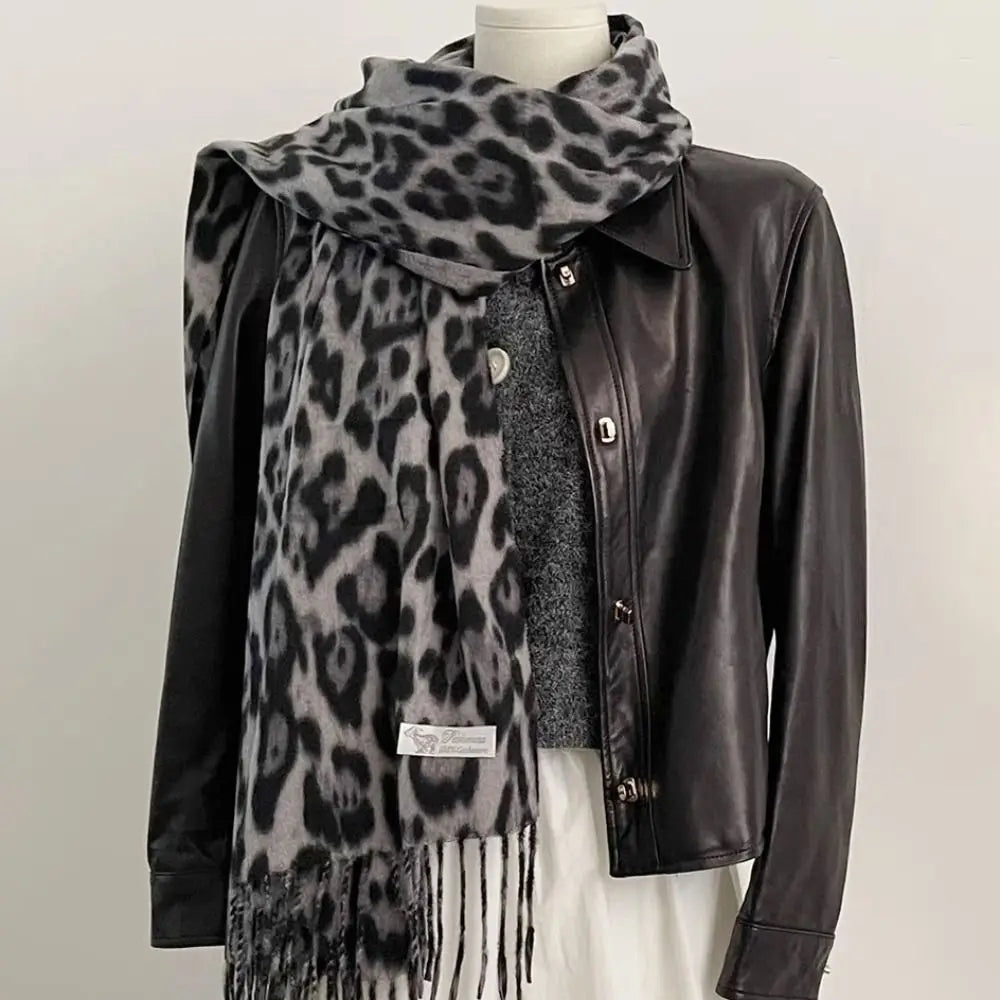 Leopard Print Pashmina Shawl Scarf – Warm Faux Cashmere Wrap