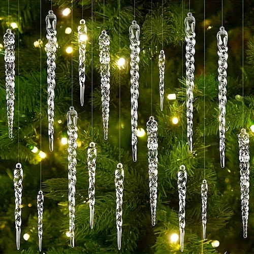 Crystal Clear Acrylic Icicle Christmas Tree Ornaments