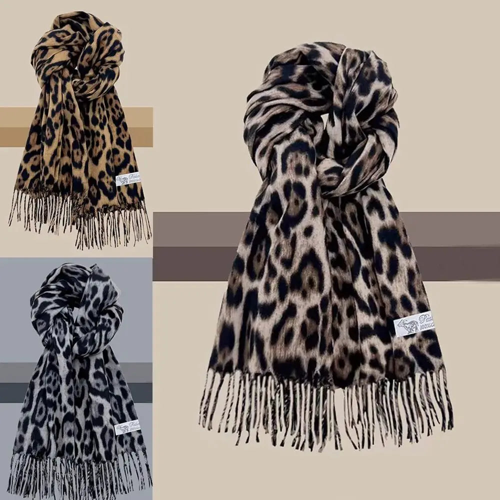 Leopard Print Pashmina Shawl Scarf – Warm Faux Cashmere Wrap
