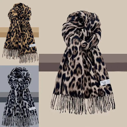Leopard Print Pashmina Shawl Scarf – Warm Faux Cashmere Wrap