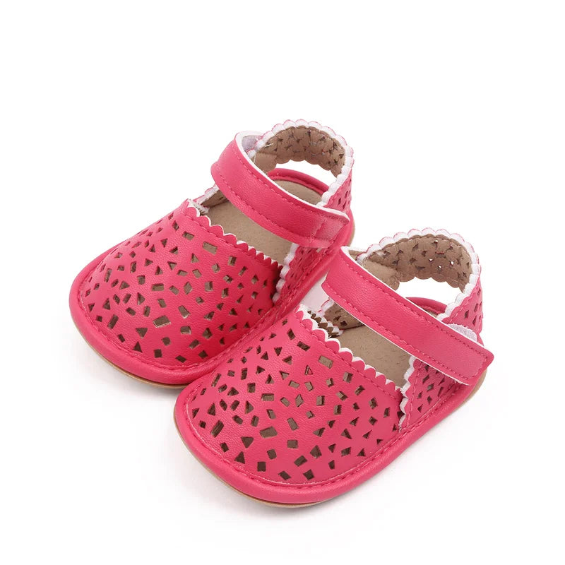 Baby Girl Breathable Hollow Sandals – Soft Sole Summer Shoes