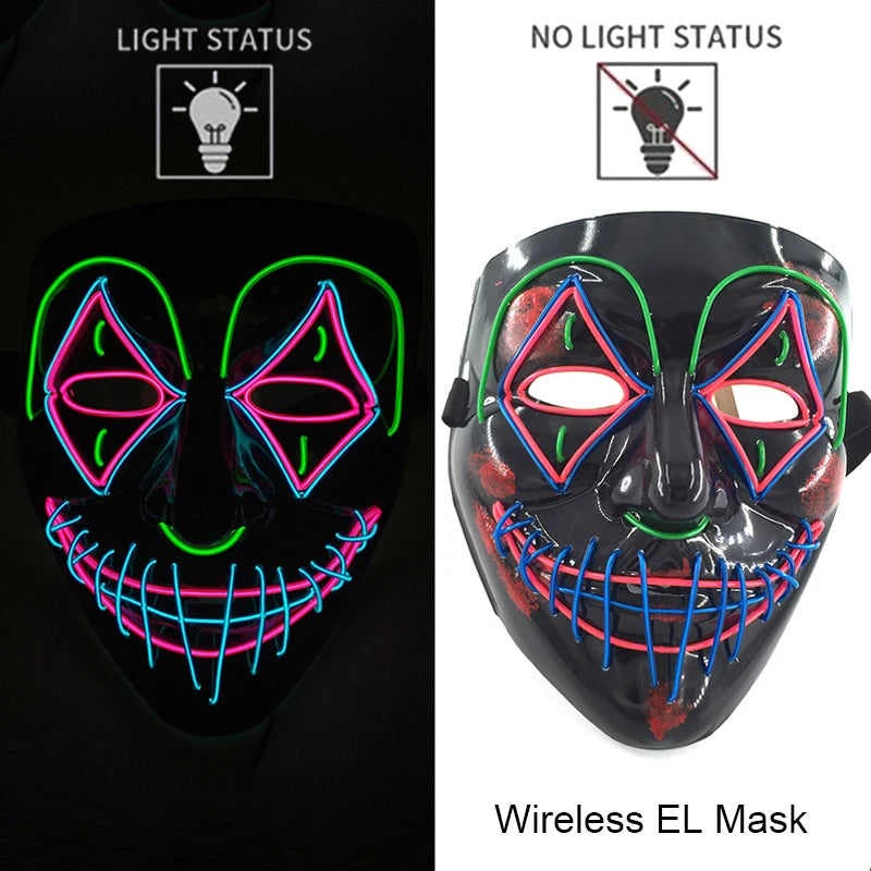 LED Purge Mask – Neon Glow Halloween Cosplay Mask