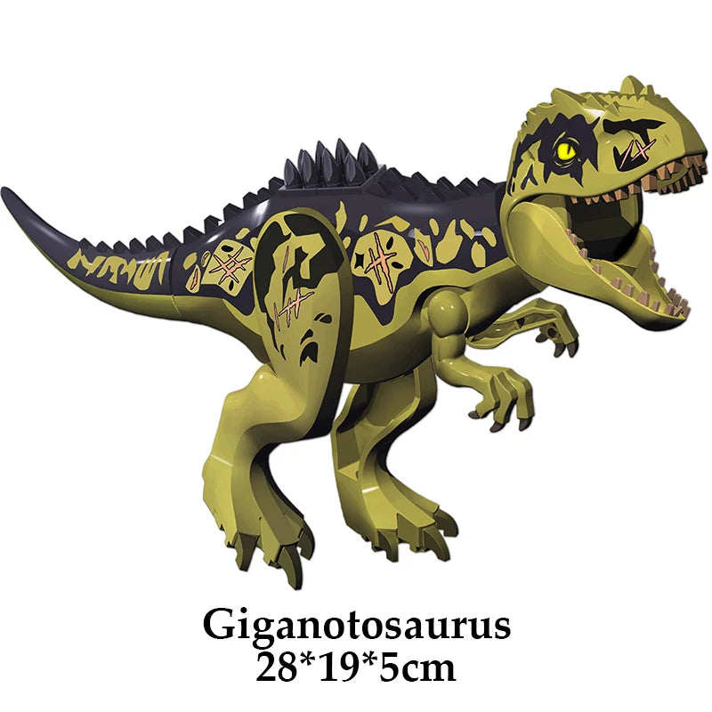Jurassic Dinosaur Building Blocks Figures – T-Rex Raptor Triceratops MOC Models