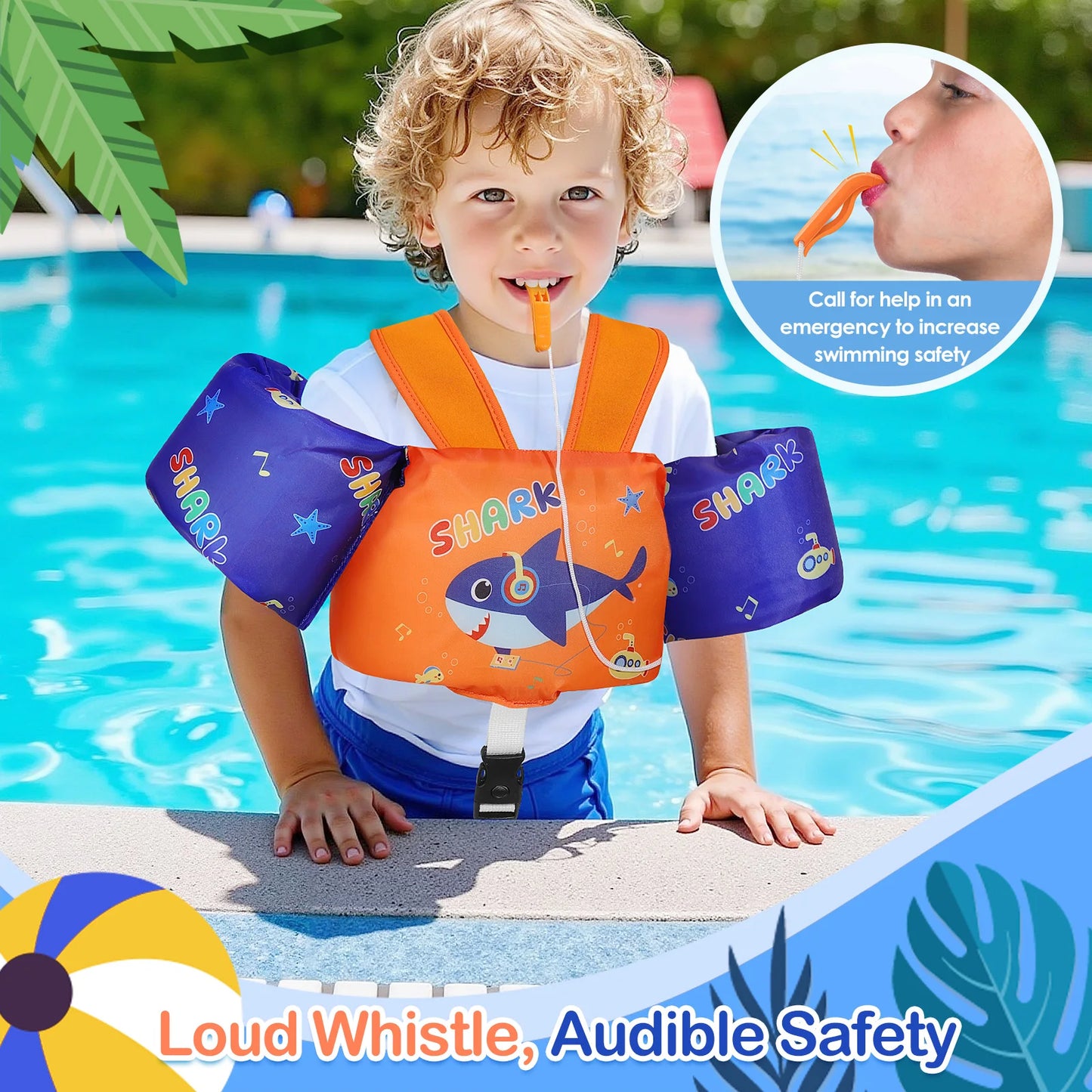 Kids Swim Vest Toddler Floatie Jacket with Arm Bands & Adjustable Straps