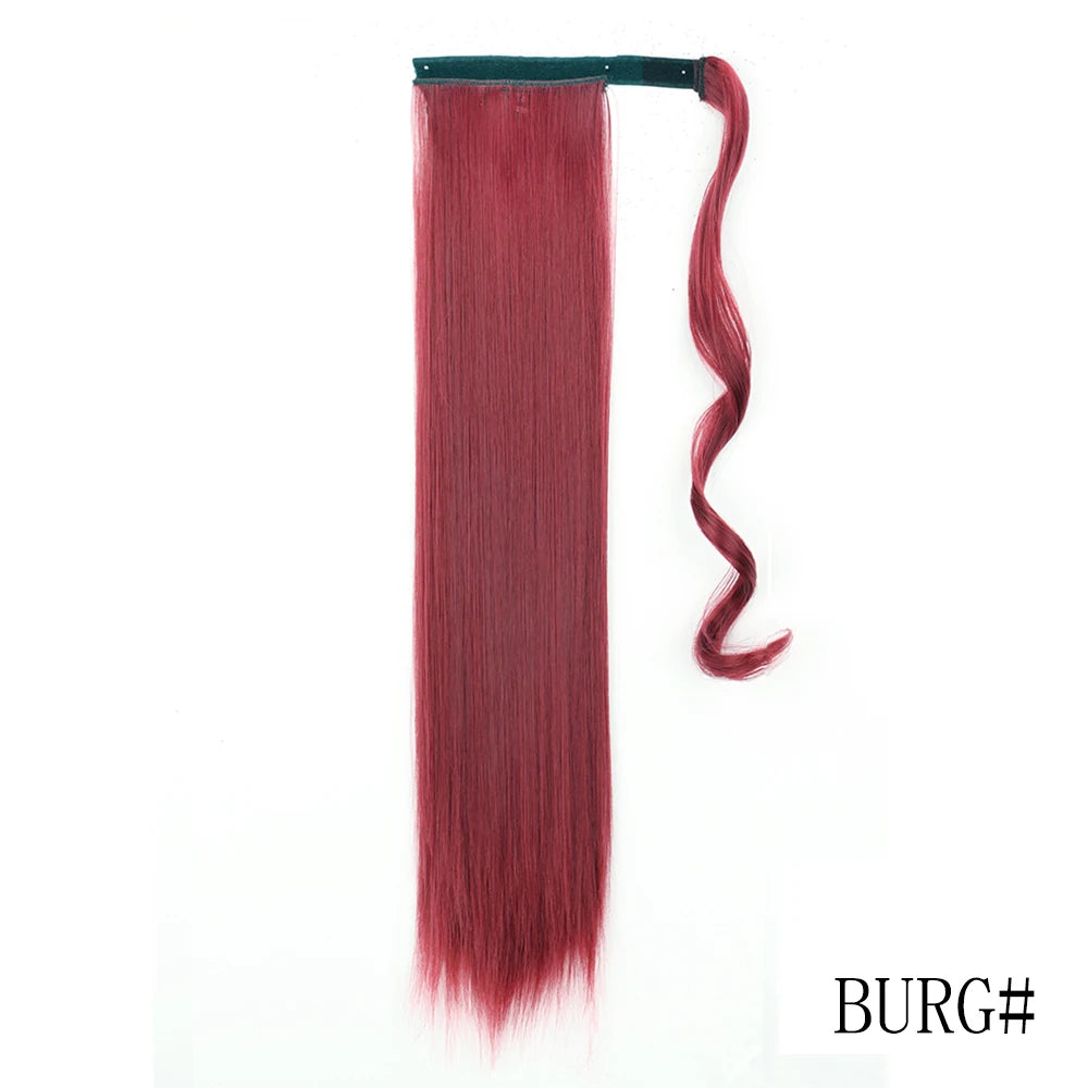 Wrap Around Ponytail Extension Synthetic Straight Hair 22-34 Inch