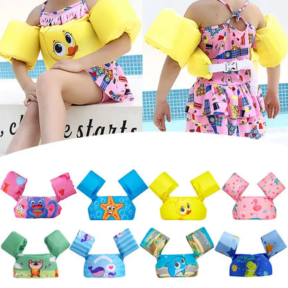 Kids Swim Float Vest with Arm Sleeves – Cartoon Design