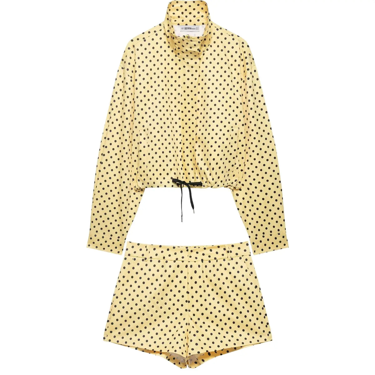 Women's Polka Dot Turtleneck Jacket & Shorts Set – Casual Autumn Outfit