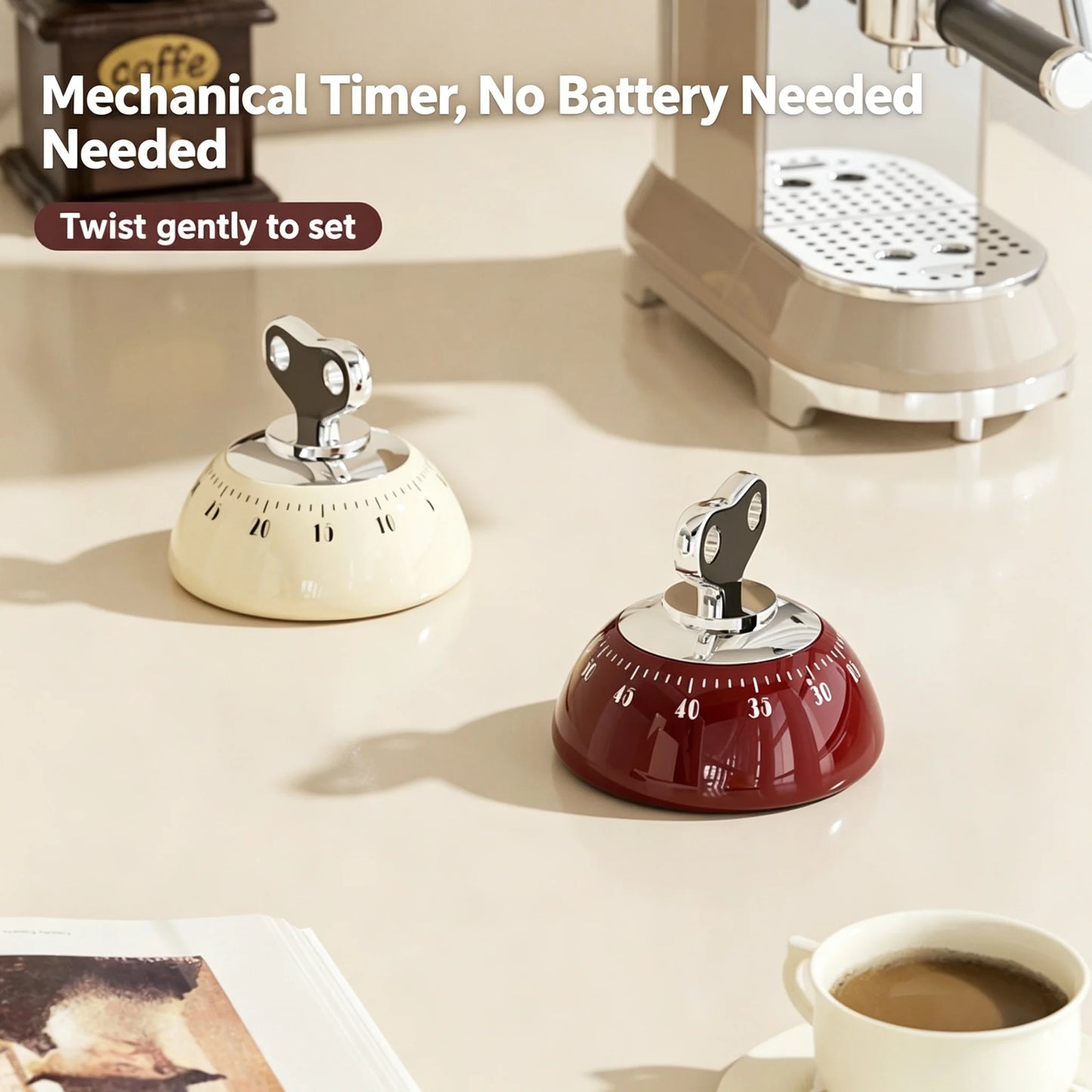 Magnetic Mechanical Kitchen Timer – 60-Min Countdown, No Battery