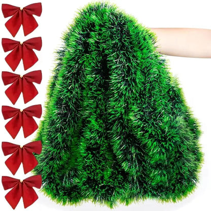 Christmas Tinsel Garland with Decorative Bows