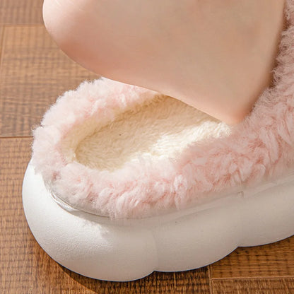 Women's Fur Slippers with Bow – Cozy Indoor House Shoes