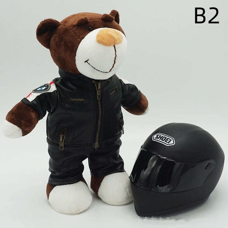 Motorcycle Helmet Teddy Bear Plush Toy – Kawaii Biker Bear Stuffed Animal Gift