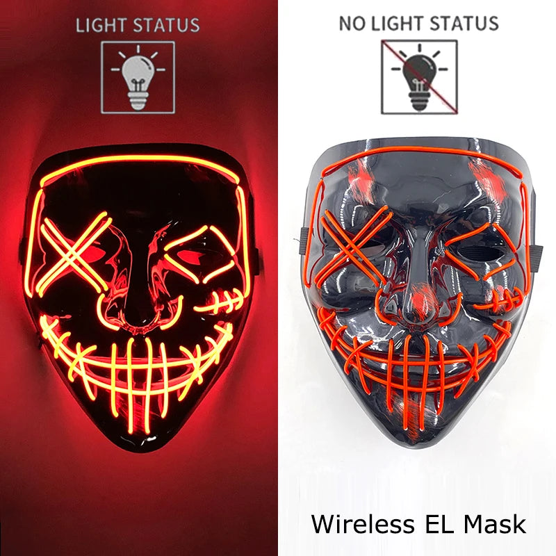 LED Purge Mask – Neon Glow Halloween Cosplay Mask